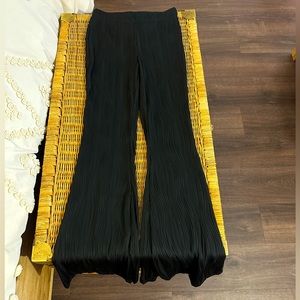 Black Textures Bell Bottom Pants